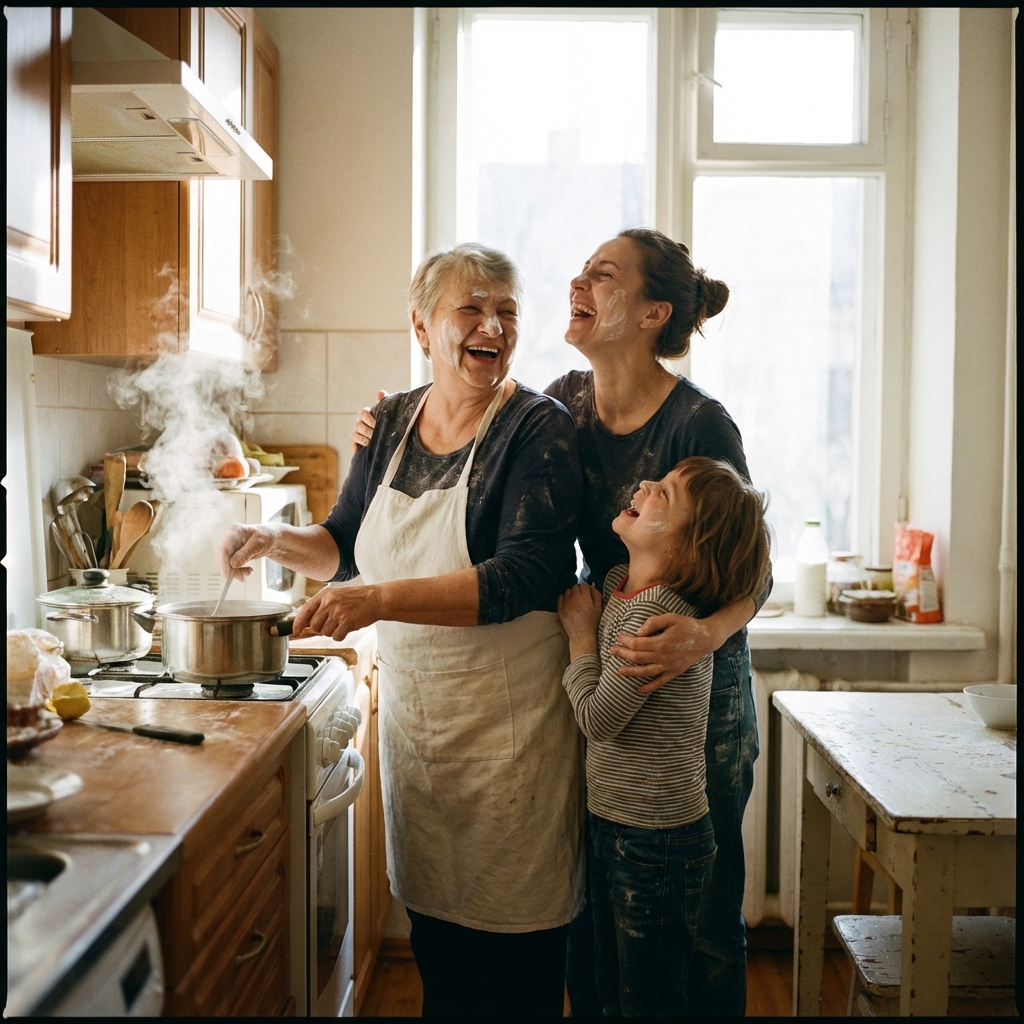Family sharing everyday moments together