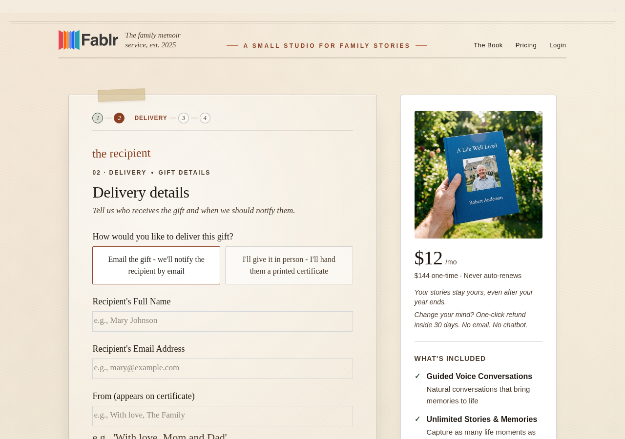 Get started page showing current purchase and gift setup options.