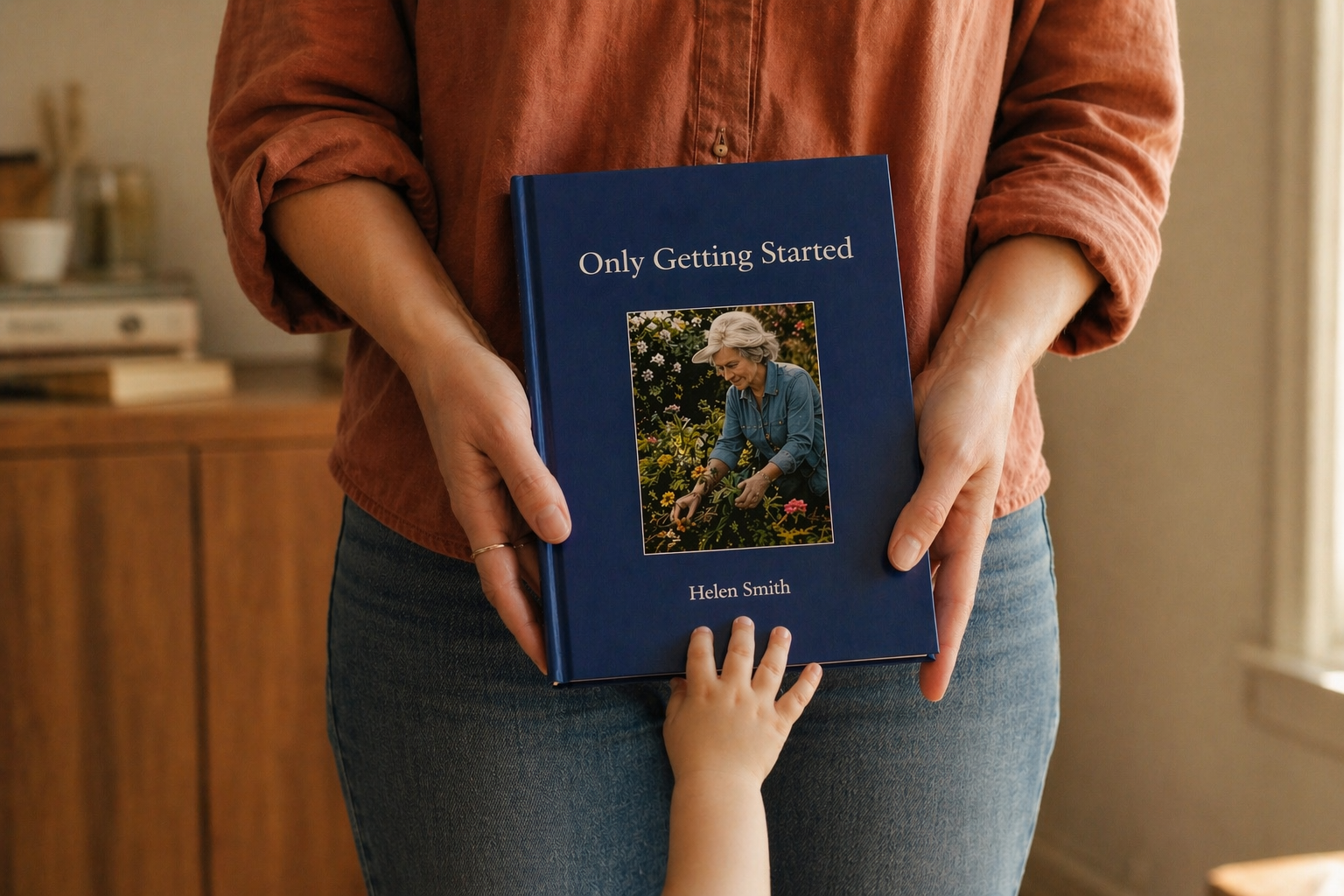 Fablr hardcover book held at home